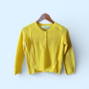 Anthro Sparrow Yellow Knit Cardigan XS Button Front